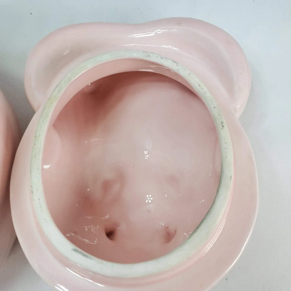 Fitz Floyd Hippo Cookie Jar Pink Vintage 1980 Japan Hand Painted Kitsch Ceramic